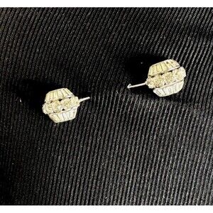 Vintage Mazer Rhinestone Bezel Baguette & Round RARE Barbell  3 “ Brooch Pin